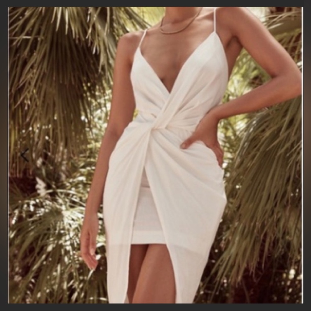 NWT House of CB White Eivissa Cotton Cross Back Wrap Midi Size XS